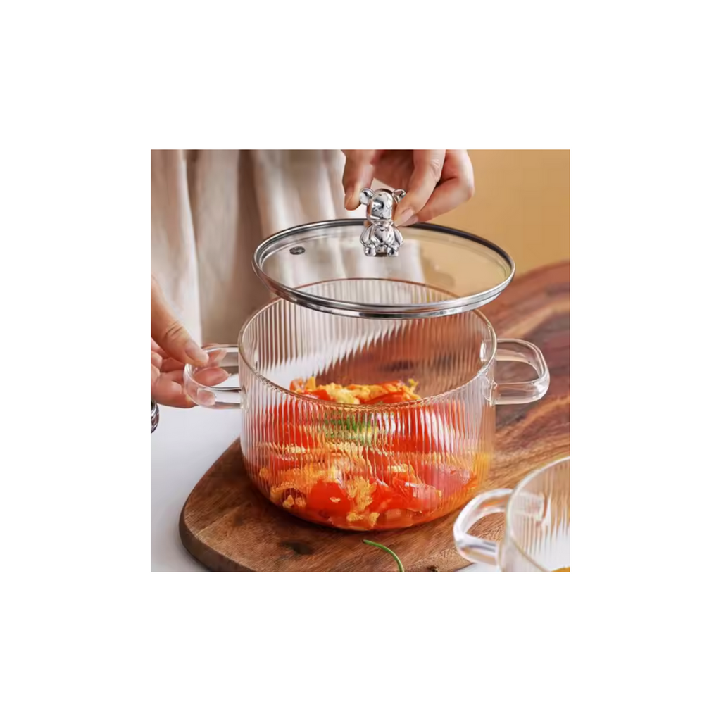 Olla de vidrio Cacerola 1400ml Con Tapa