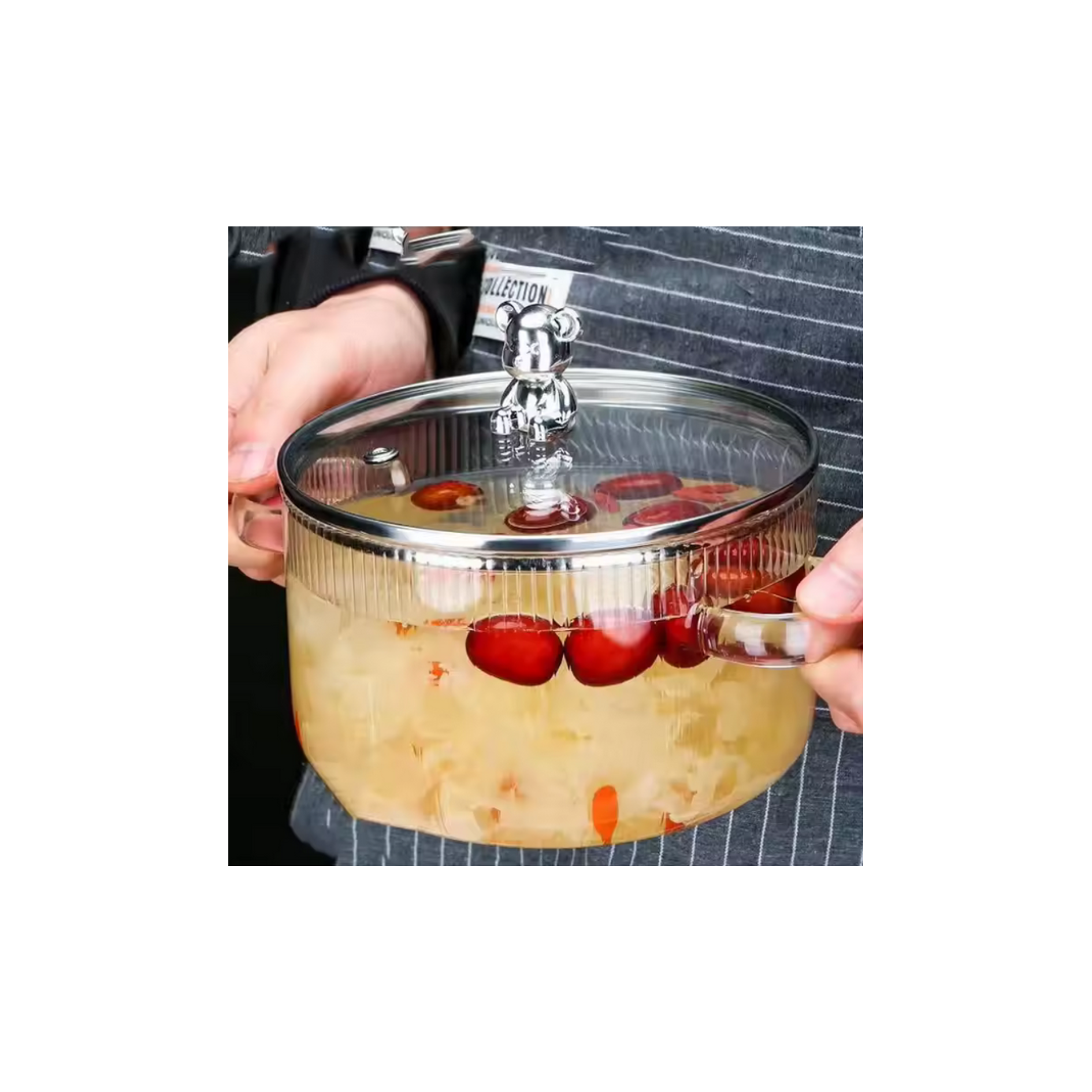 Olla de vidrio Cacerola 1400ml Con Tapa