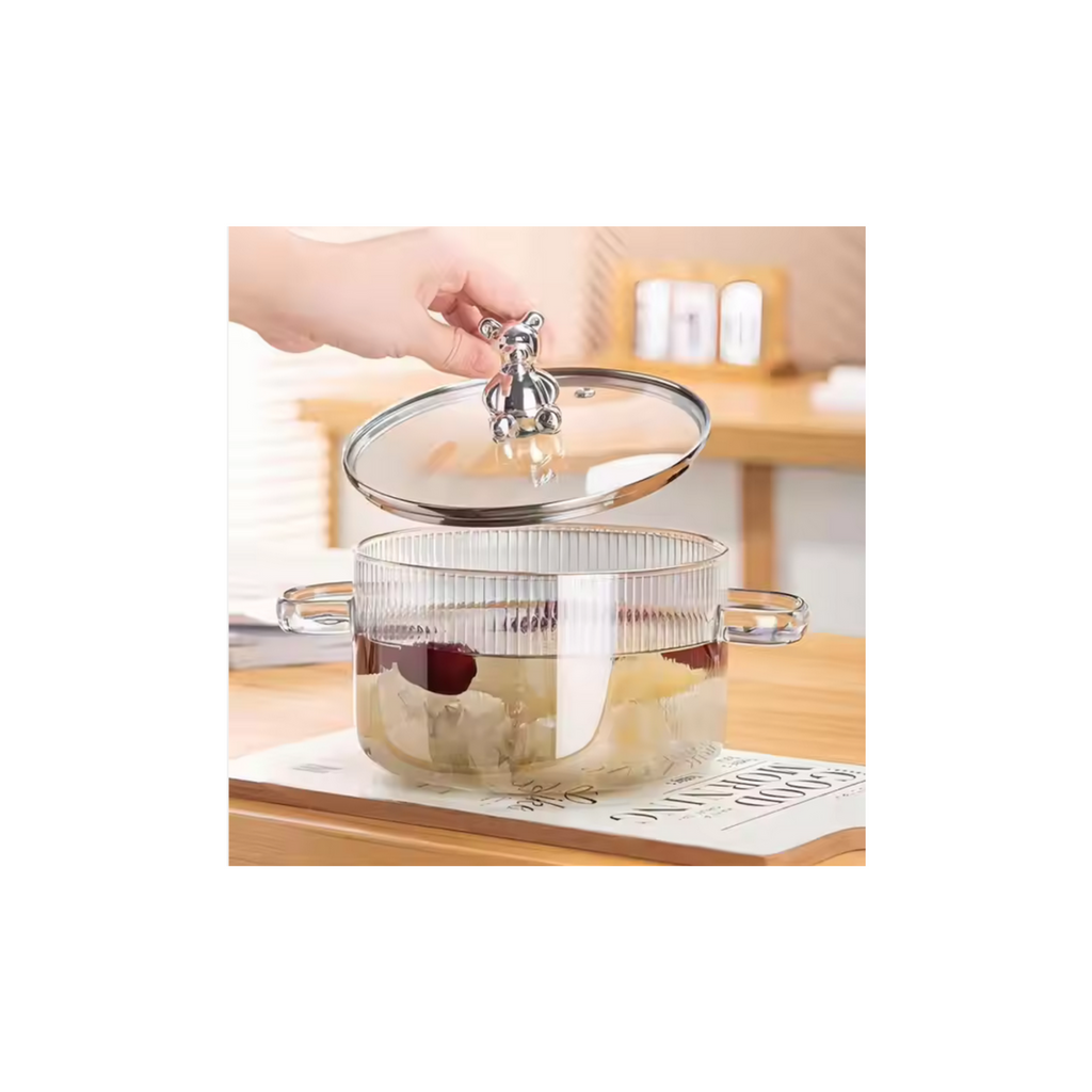 Olla de vidrio Cacerola 1400ml Con Tapa